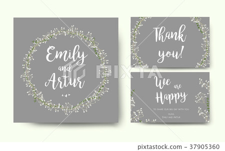 silver gray Wedding floral invite card design 37905360