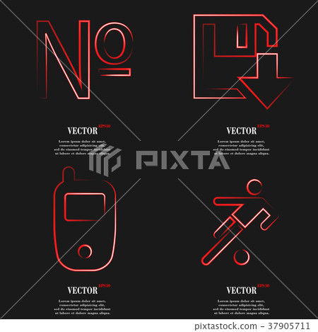 Set of fashionable red icons, trending symbols. Fl Set of fashionable red icons, trending symbols. Fl 37905711