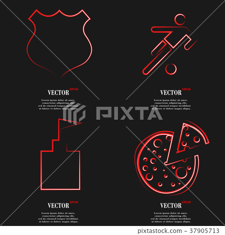 Set of fashionable red icons, trending symbols. Fl 37905713