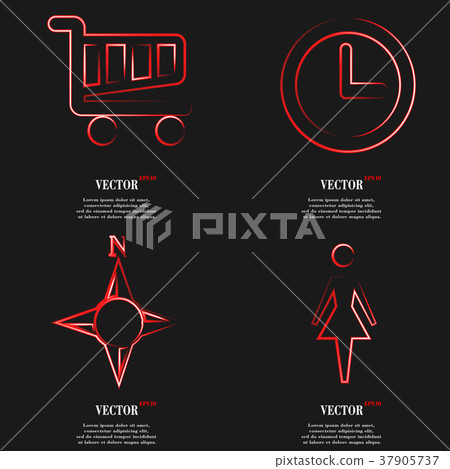 Set of fashionable red icons, trending symbols. Fl Set of fashionable red icons, trending symbols. Fl 37905737