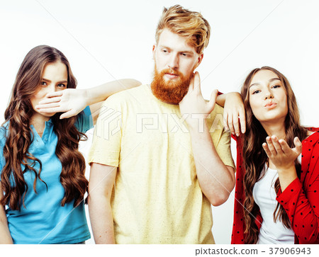 company of hipster guys, bearded red hair boy and 37906943