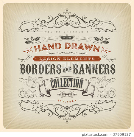 Vintage Calligraphy Banner With Ornaments 37909127