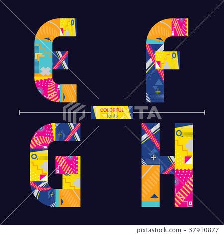 Alphabet colorful geometric style in a set EFGH 37910877