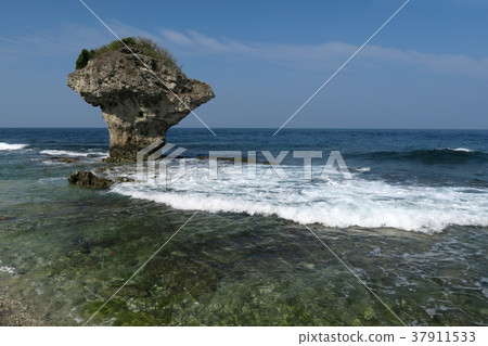 岩石 珊瑚礁岩 海 海浪 花瓶岩 小琉球 東港 台灣 岩石 珊瑚礁岩 海 海浪 花瓶岩 小琉球 東港 台灣 37911533