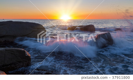 Beautiful sunrise in a bay in Costa Brava, Spain Beautiful sunrise in a bay in Costa Brava, Spain 37911800