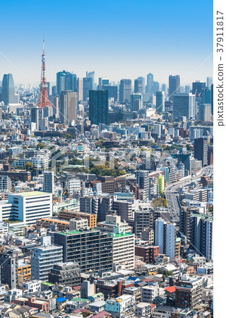  東京塔和都市風景 37911817