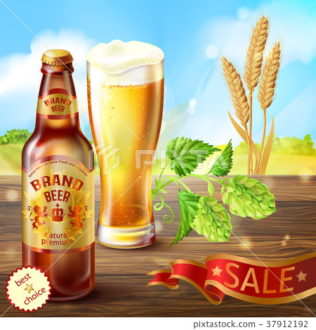 Vector realistic promotion banner for beer brand Vector realistic promotion banner for beer brand 37912192