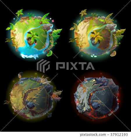 Vector cartoon planet evolution game design set Vector cartoon planet evolution game design set 37912193