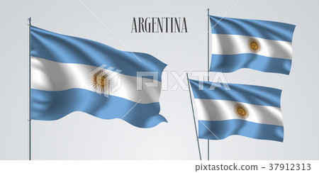 Argentina waving flag set of vector illustration Argentina waving flag set of vector illustration 37912313
