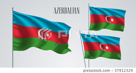 Azerbaijan waving flag set of vector illustration Azerbaijan waving flag set of vector illustration 37912329
