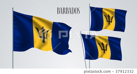 Barbados waving flag set of vector illustration Barbados waving flag set of vector illustration 37912332