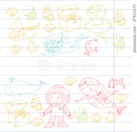 Sea and ocean adventure Kindergarten, preschool 37913375