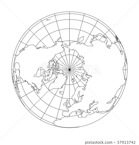 Outline Earth globe with map of World focused on 37913742