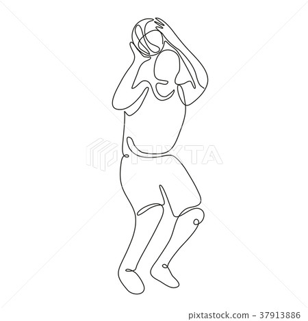 Basketball Player Free Throw Continuous Line Basketball Player Free Throw Continuous Line 37913886