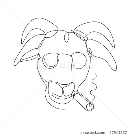 Billy Goat Wearing Sunglasses Continuous Line 37913887
