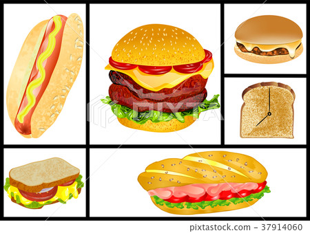 sandwiches and hamburgers set 37914060