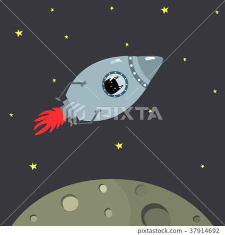 Blue space shuttle with cat vector illustration Blue space shuttle with cat vector illustration 37914692