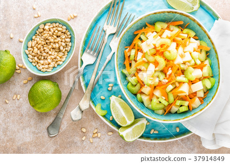 Salad with fresh celery, apple and carrot 37914849