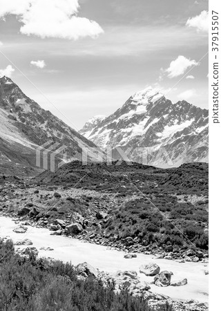 [黑白]胡克山谷卡車在庫克山國家公園 37915507