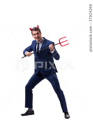 Evil devil businessman with pitchfork isolated on Evil devil businessman with pitchfork isolated on 37924269