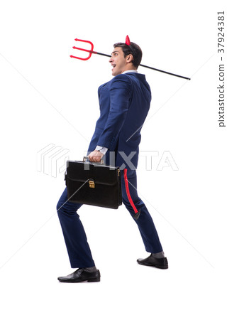 Evil devil businessman with pitchfork isolated on Evil devil businessman with pitchfork isolated on 37924381