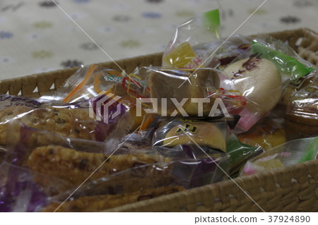 Pile of senbei confectionery Pile of senbei confectionery 37924890