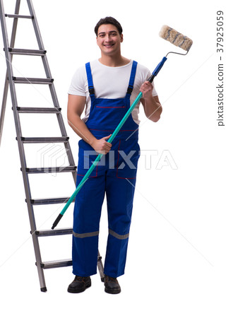Young painter contractor isolated on white Young painter contractor isolated on white 37925059