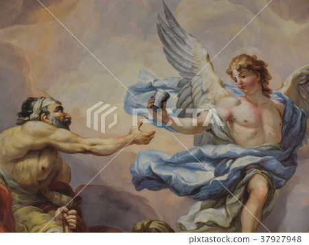 維也納卡爾斯教堂18世紀天花板繪畫天使 37927948