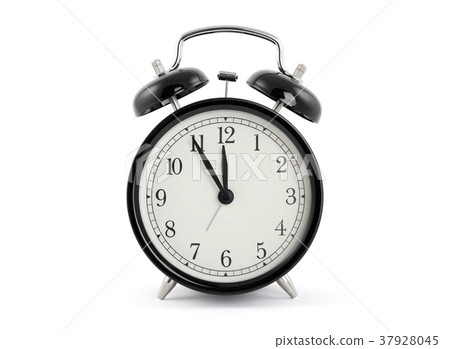 Black old style alarm clock with clipping path Black old style alarm clock with clipping path 37928045
