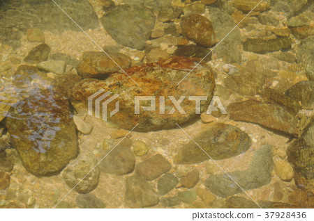 rock and sand on river ground with clear water 37928436