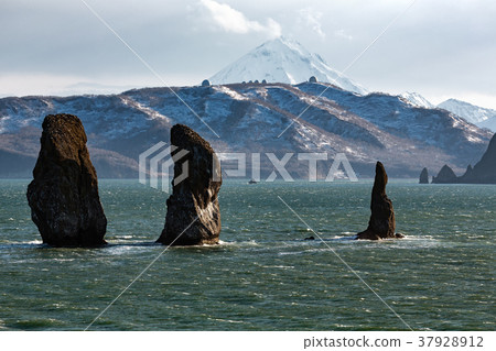 seascape of Kamchatka: Three Brothers Rocks seascape of Kamchatka: Three Brothers Rocks 37928912