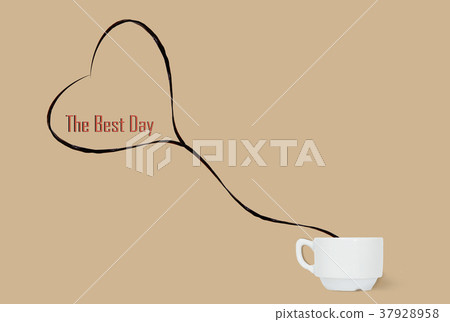 Two jets of coffee in a heart form pouring to cup Two jets of coffee in a heart form pouring to cup 37928958