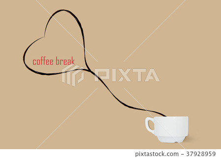 Two jets of coffee in a heart form pouring to cup Two jets of coffee in a heart form pouring to cup 37928959