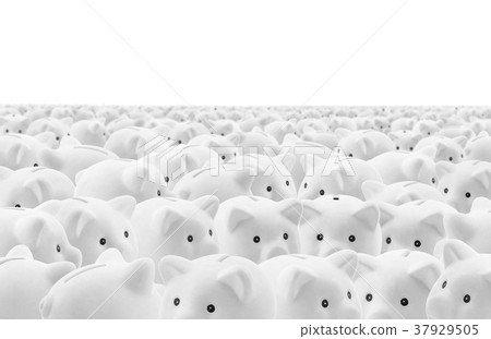 Large group of white piggy banks  37929505