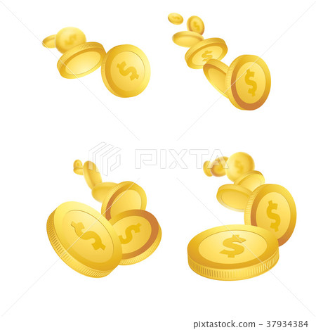 Golden stream - coins collection flying towards 37934384