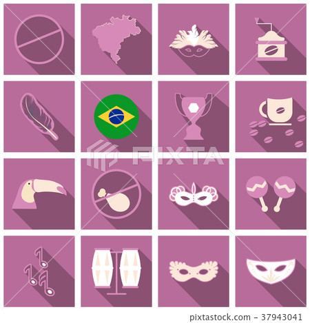 Brazil icons collection. Vector illustration with Brazil icons collection. Vector illustration with 37943041