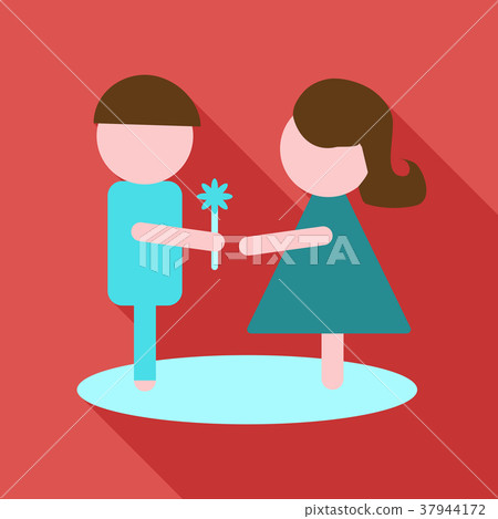 Man dressed in a suit gives a woman a bouquet of Man dressed in a suit gives a woman a bouquet of 37944172