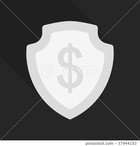 Shield with dollar symbol in flat style with 37944183