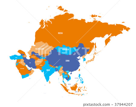 Political map of Asia continent. Vector 37944207