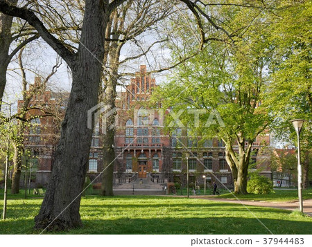 Fresh green Lund University campus and library 37944483
