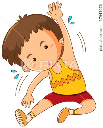 Little boy stretching on white background Little boy stretching on white background 37945076