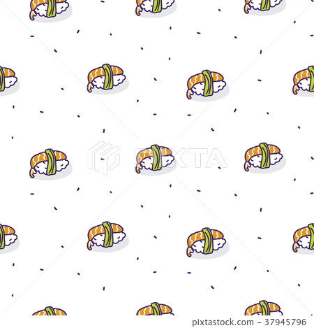 Sushi shrimp seamless vector pattern. Sushi shrimp seamless vector pattern. 37945796