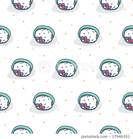 Tuna roll sushi seamless white pattern. Tuna roll sushi seamless white pattern. 37946381