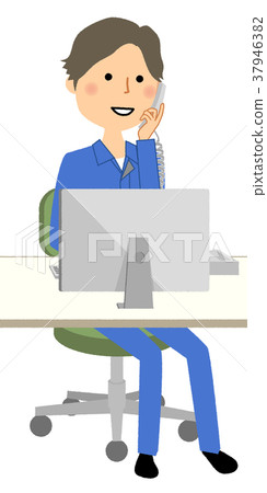 工作服PC和電話的人 工作服PC和電話的人 37946382