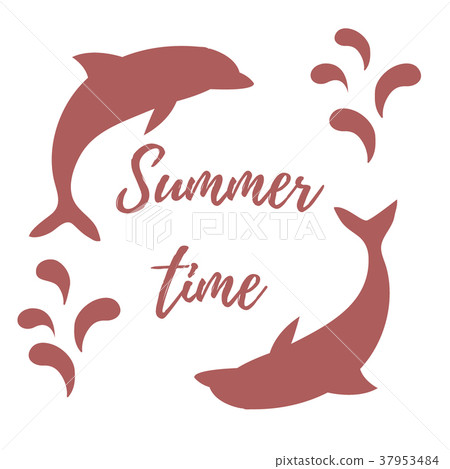 two colored dolphins with splashes. Summer time two colored dolphins with splashes. Summer time 37953484