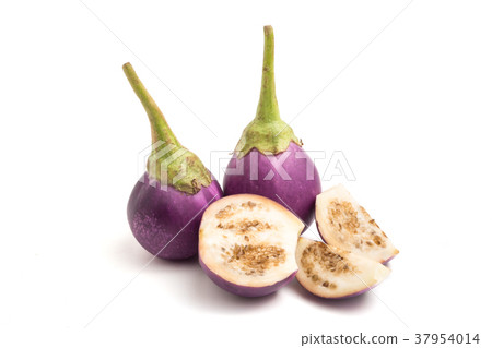 Fresh Purple eggplants on white background. Fresh Purple eggplants on white background. 37954014