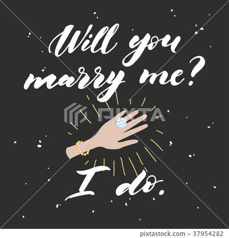 Will you marry me lettering. Hand drawn vector Will you marry me lettering. Hand drawn vector 37954282
