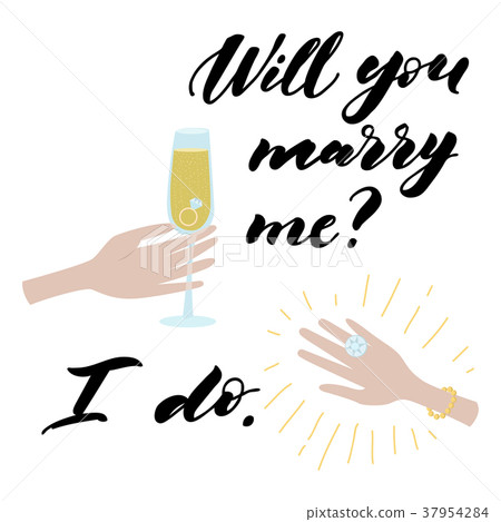 Will you marry me lettering. Hand drawn vector 37954284