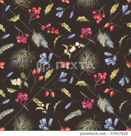 Watercolor winter christmas pattern Watercolor winter christmas pattern 37957826