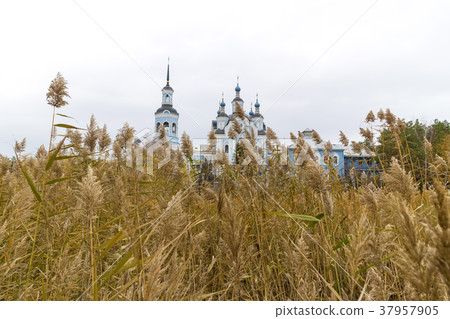 Orthodox church behind a wall of dry cane 37957905
